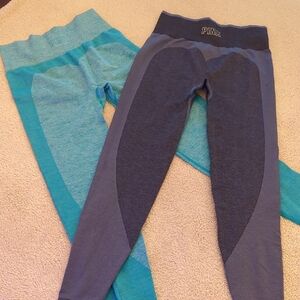 PINK Victoria’s Secret Leggings Bundle 2 Pair Size Small Blue Teal Activewear